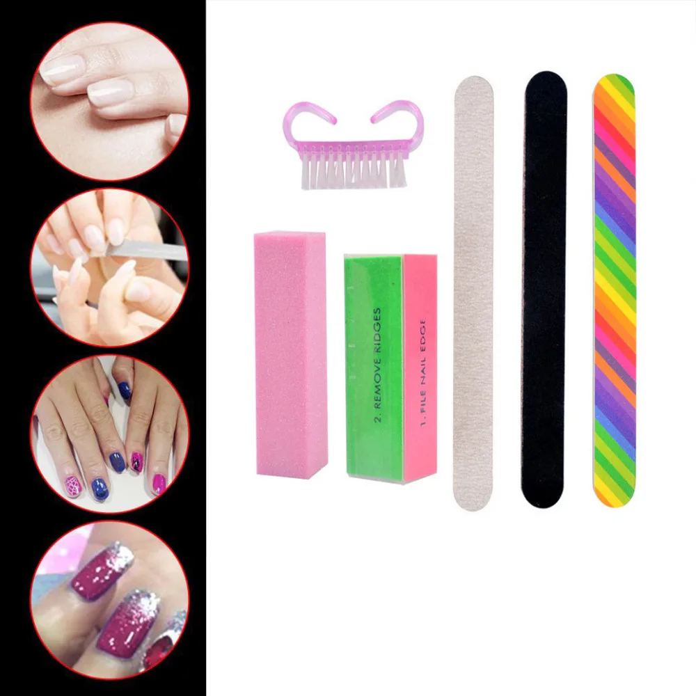 

6pcs/lot Sponge Buffer Block Manicure Buffing Sanding Files Nail Brushes Polish DIY Tool Kits UV Gel Nail Polish Nail Art Tool