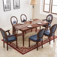 Европейский стиль, обеденный стул в американском стиле из твердой древесины, ретро стул с спинкой для кафе, обеденный стул из ткани