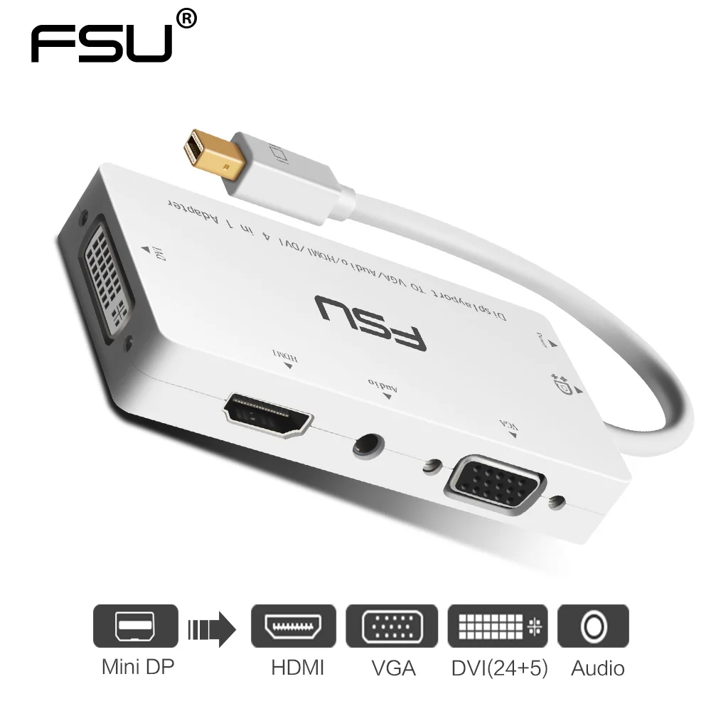 New Mini dp to VGA DVI HDMI Adapter 4 in 1 for Macbook Tablet Monitor