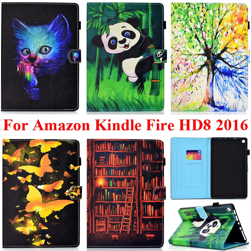 Чехол-подставка для Amazon Fire HD 8 2016 чехол с отделением карт Золотая Бабочка дерево