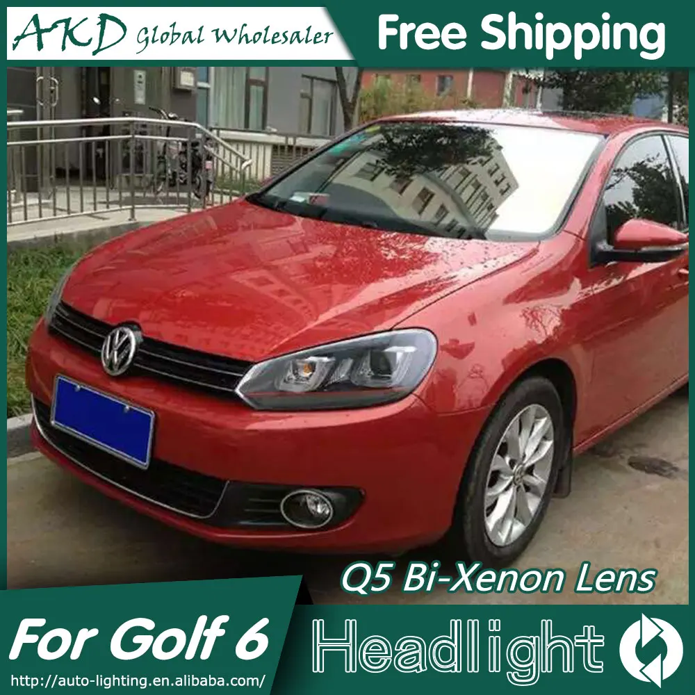 АКД стайлинга автомобилей Фара для VW Golf 6 фары 2012 Golf6 mk6 светодиодный круглая фара-ореол светодиодный DRL Bi Xenon объектива парковки противотуманная фара