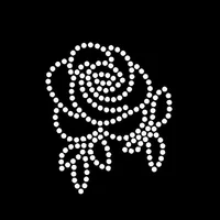 new size  7.5*8.5cmcm Hot Fix Rhinestones motif crystal pearl Heat Transfer design iron on rose for T-shirt/hats