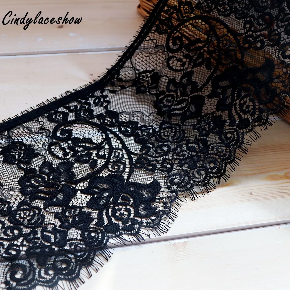 3 м/лот 16 см Ширина кружевной текстильные оборки DIY Декоративные Мягкие черный