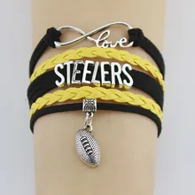 Модные Стилерз, футбол Браслеты очарование ручной работы подвеска с надписью «Cheer» Кожаные плетеные браслеты ювелирные изделия для Для женщин Для мужчин по индивидуальному заказу 7 видов стилей