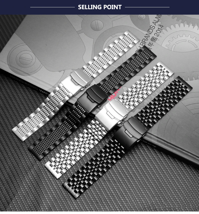 Высококачественный ремешок для часов из нержавеющей стали 20 мм 22 мм для samsung gear S2 S3/huawei watch 2pro watch bracelet