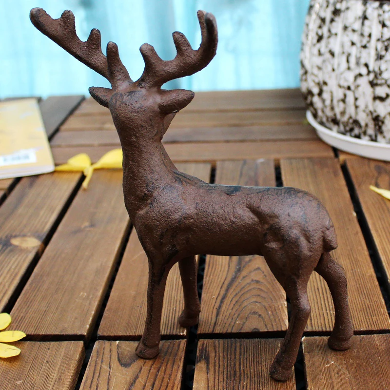 2 Cast Iron Deer Figural Sculpture Statue Vintage Ornament Animal Home Garden Accent Cottage House Farm Decor Metal Craft Brown 2 Cast Iron Deer Figural Sculpture Statue Vintage Ornament Animal Home Garden Accent Cottage House Farm Decor Metal Craft Brown