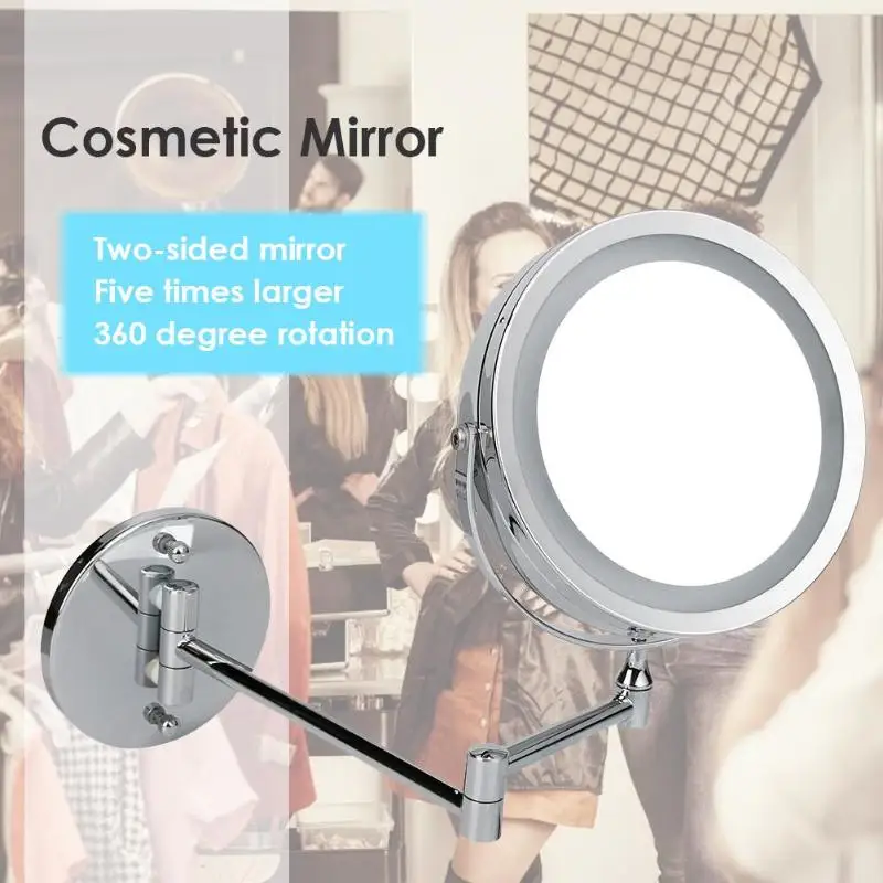 

8 inch Make Up Mirror Wall Mounted Bathroom Mirror 10X Magnifier Cosmetic Mirror LED Light Folding Makeup Mirror Dressing Mirror
