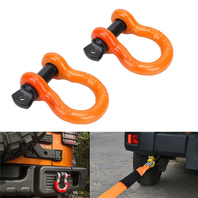 2pcs Bow Shackles Recovery Rigging Tow D Ring Screw Pin Anchor Chains