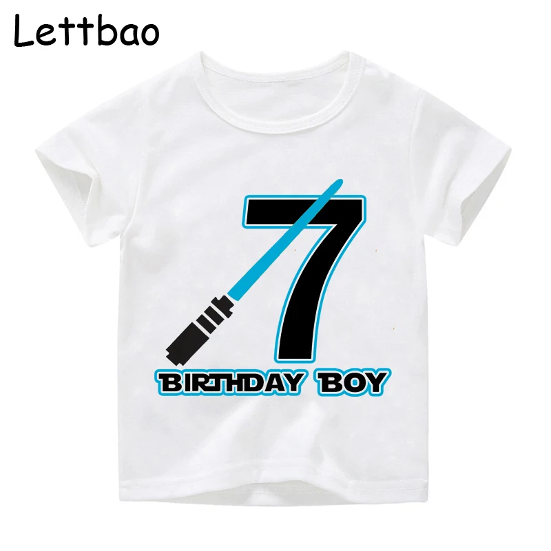 От 2 до 12 лет, веселые футболки с цифрами и надписью «Happy Birthday» летние футболки для мальчиков и девочек с принтом «Звездные войны», детская повседневная одежда