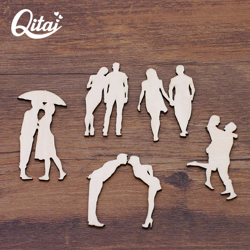 Man Woman Couples QITAI 30PCS/SET 6 Models Wooden For Love DIY Decoration Party Wedding Crafts Scrapbooking Gift Handmade WF305