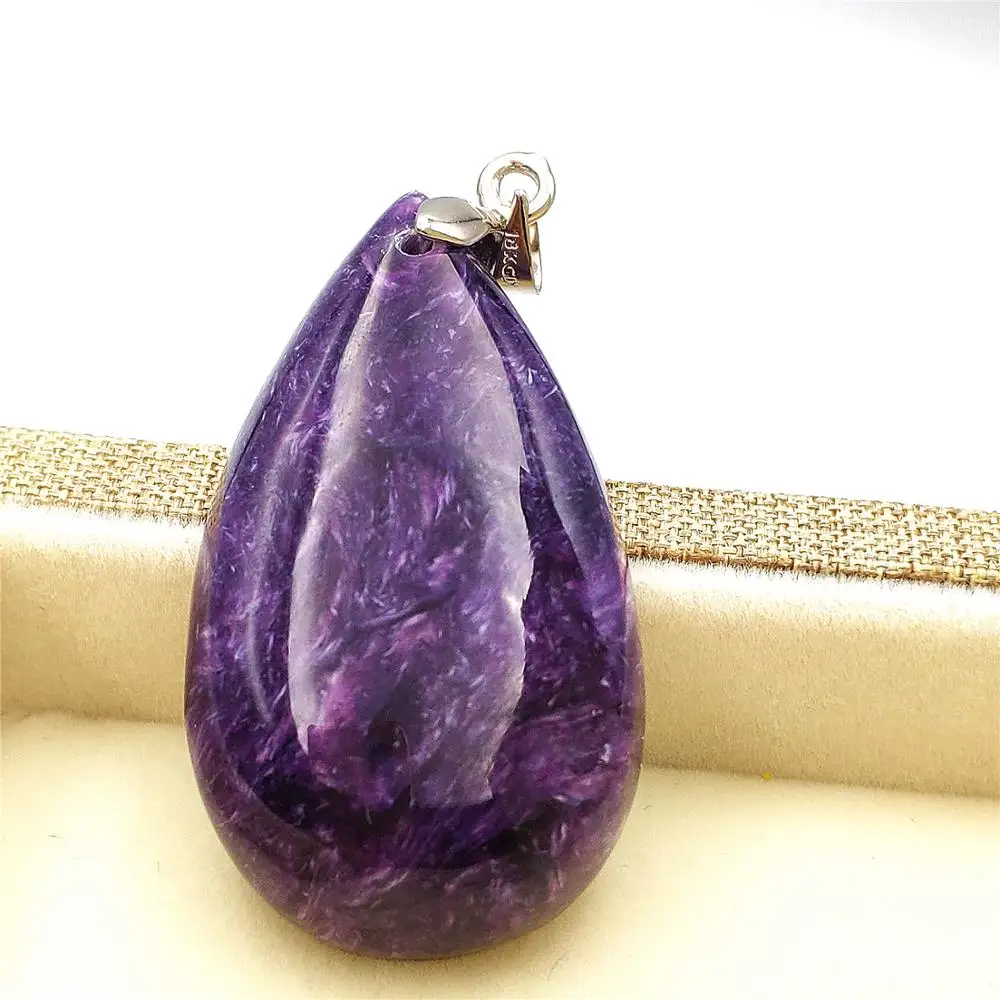 

Excellent Natural Charoite Deep Purple Gemstone Necklace Pendant 40x22x9mm Women Men Charoite Beads Healing Stone AAAAA