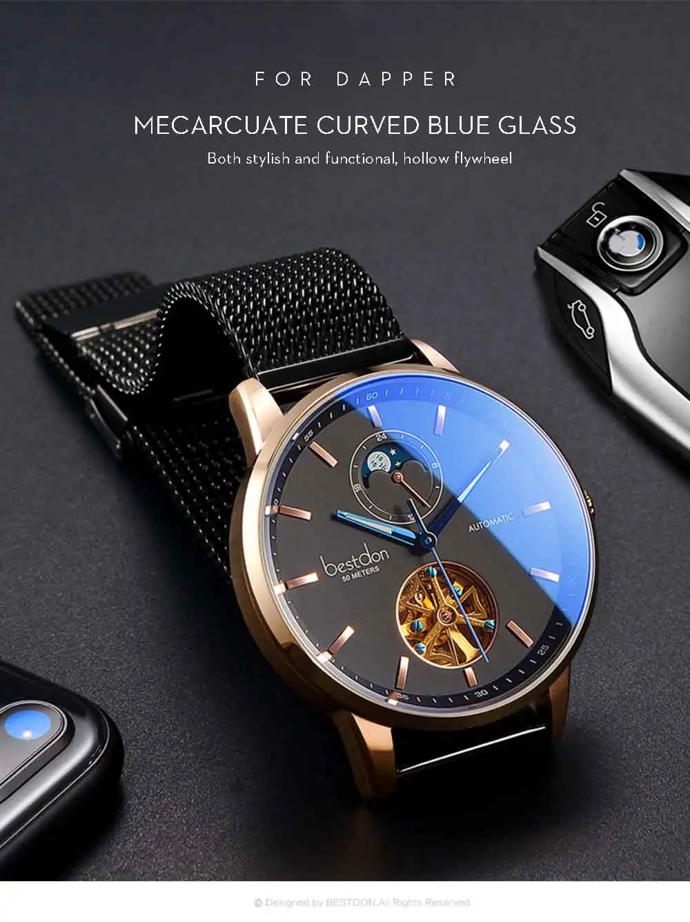 Bestdon Luxury Mechanical Watch Men Automatic Tourbillon Sports Watches Mens Fashion Switzerland Brand Watch Relogio Masculino