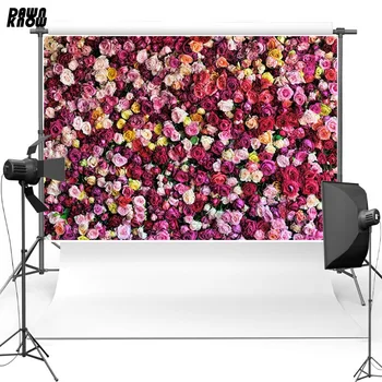 

DAWNKNOW New Fabric Polyester Photography Background Red Flower Vinyl Backdrop For Wedding photographic studio lv137
