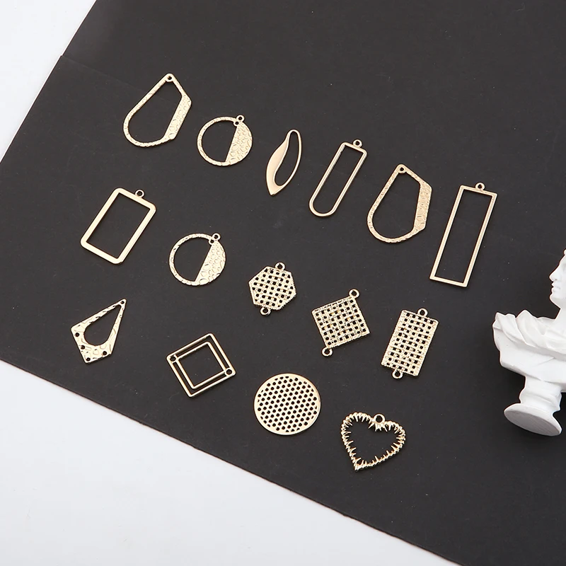 

2018 New style 40pcs/lot geometry rounds/square/Polygon shape alloy floating locket charms diy jewelry earring pendant accessory