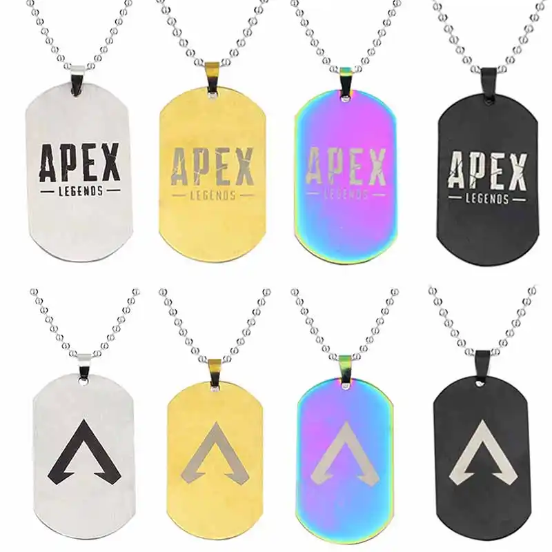 ホットfpsゲームapex伝説ネックレスファッションステンレス鋼犬タグ形状ロゴ刻まペンダントネックレスギフトお土産のジュエリー Pendant Necklaces Aliexpress