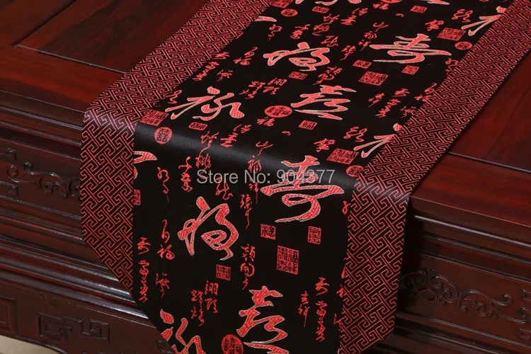 Этническая каллиграфия гобелен настольные бегуны украшения для скатерти роскошный обеденный стол коврик китайский Шелковый скатерти прямоугольник