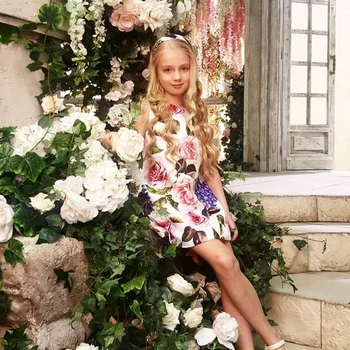 

Girls Dress Robe Fille 2018 Designer Baby Girl Summer Clothes Sleeveless Girls Summer Floral Dress Princess Dress Kids Clothes