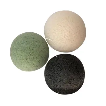 

3Pcs Facial Konjac Sponges Activated Bamboo Charcoal for Face Cleaning Men and Women (Black White Green)