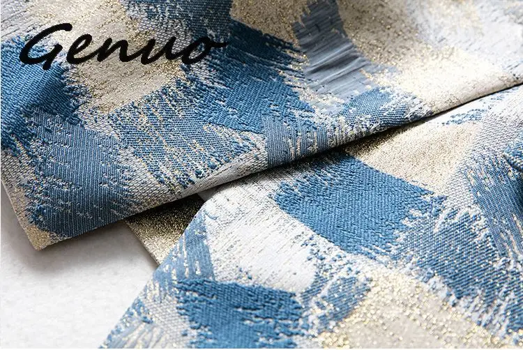 Genuo 2019 Brand New Unique Designing Runway Women Notched Double Breasted Plaid Graffiti Printing Autumn Casual Blazer Jacket