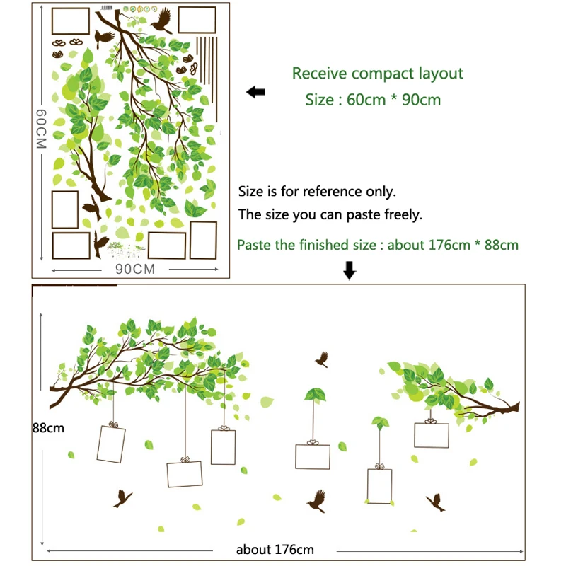 Лес памяти дерево фото наклейки на стену в раме Гостиная Спальня украшение дома настенные художественные наклейки Птица Наклейка обои