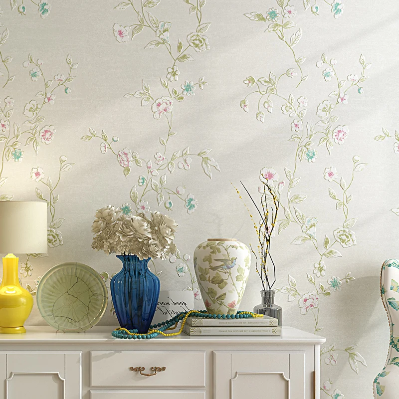 Korean Style Embossed Rustic Floral 3D Wallpaper Roll Modern Fashion Non-woven Wallpaper For Bedroom Living Room Walls Contact Korean Style Embossed Rustic Floral 3D Wallpaper Roll Modern Fashion Non-woven Wallpaper For Bedroom Living Room Walls Contact