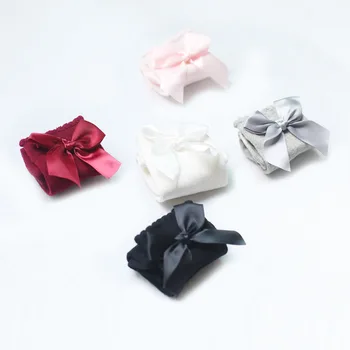 

New Girl Socks Baby Ribbon Bow Sock 5 Colors High 3/4 Knee Kids Princess Socks Fit 0-4T Fine Warm Legs Baby Socks