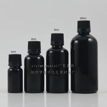 

100ml shiny black Glass Essential Oil Bottle With black burglarproof screw cap. Essential Oil Container