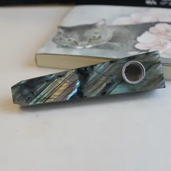 

natural labradorite quartz crystal smoking pipes reiki healing cigarette pipe tobacco wand for gift sale