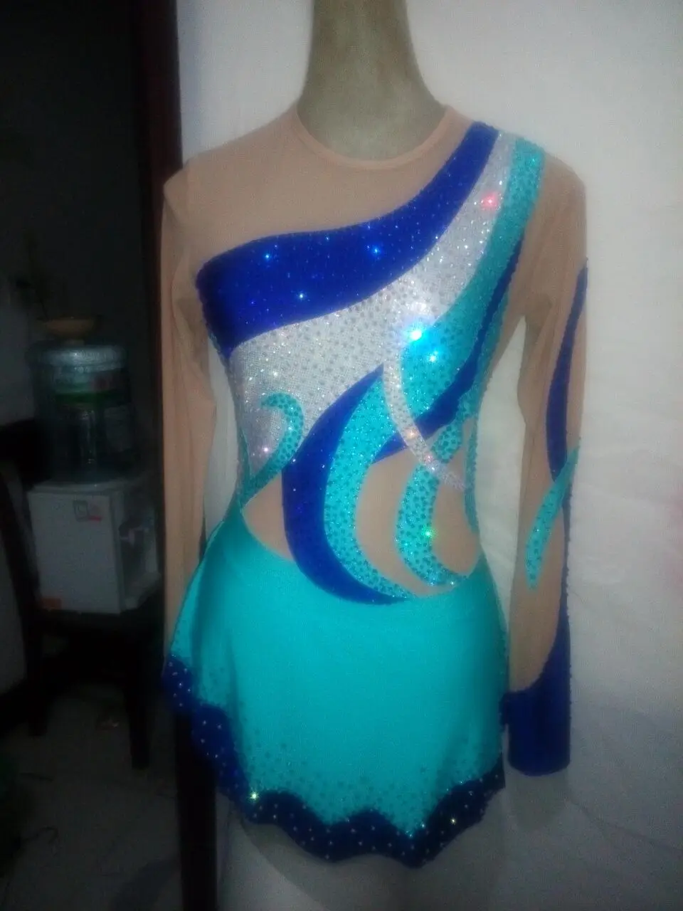 

Free shippingSkyblueSkating dress/Rhythmic gymnastics Acro leotard/Baton Twirling Costume Made to FiSD506