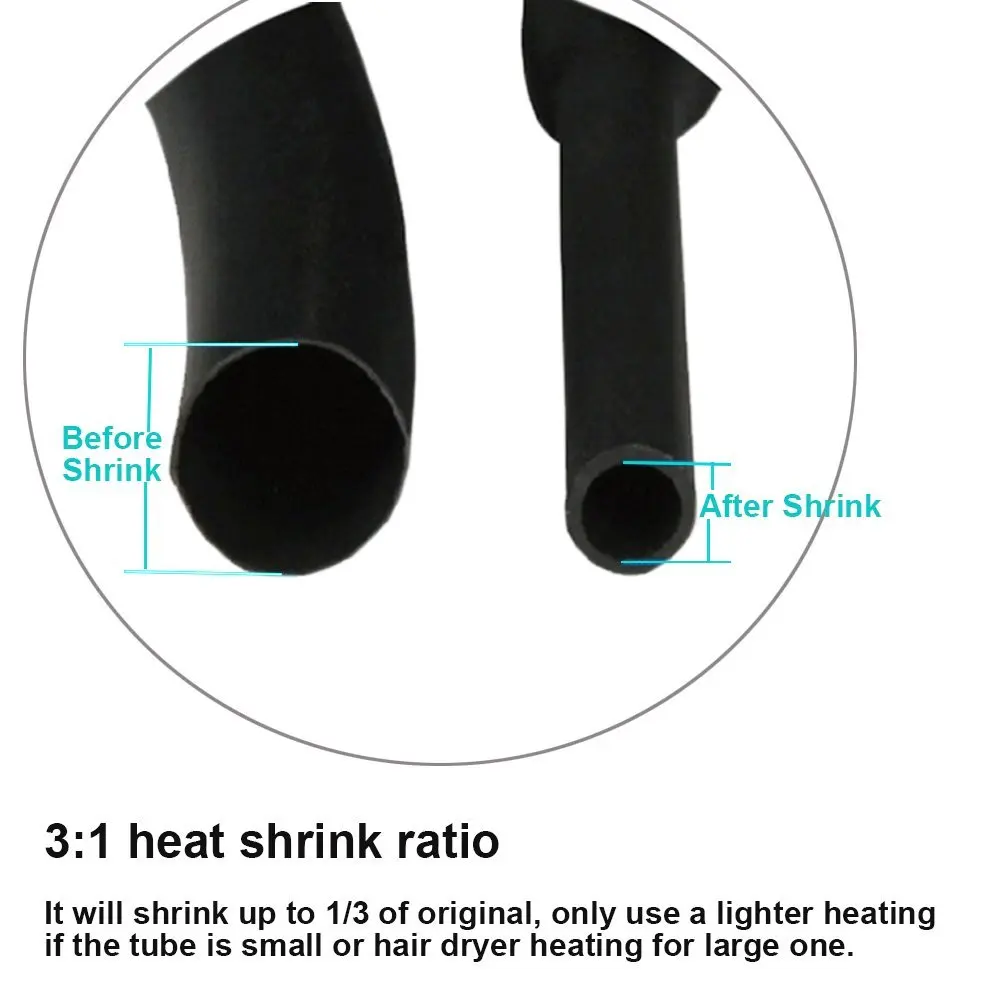 BIFI-130 pcs 3: 1 Dual Wall Adhesive Heat Shrink Tubing kit, 6 Sizes(DIA): 1/2, 3/8, 1/4, 3/16, 1/8, 3/32, Best Cable Sleeve T