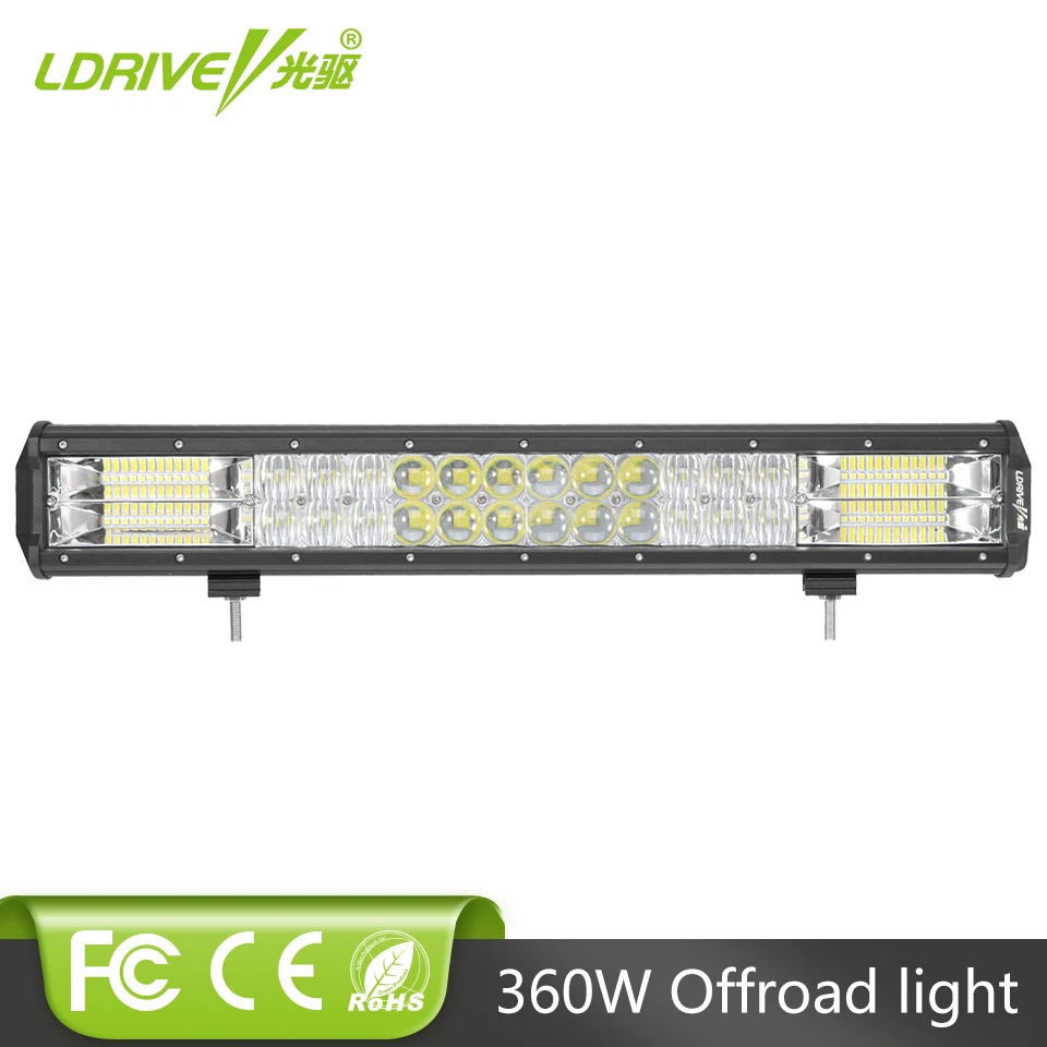 

LDRIVE 20" LED Light Bar Offroad ATV SUV AWD 4WD 4x4 12V 24V LED Bar Driving Lights 360W Dual Row LED Lights Combo Beam For Jeep