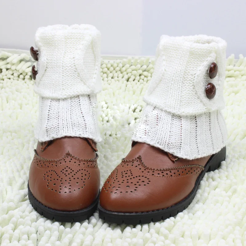 

9 Colors Women Knit Leg Warmer Short Boot Cuffs Buttons Crochet Boot Socks Knitted Gaiters Leg Warmers for Autumn/Winter 7C0757