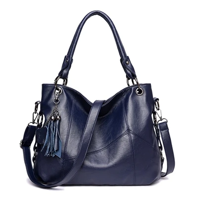 Сумки через плечо для женщин, роскошные сумки, сумки на плечо, большая вместительность, сумки из овечьей кожи, большие повседневные сумки-мессенджеры - Цвет: Blue