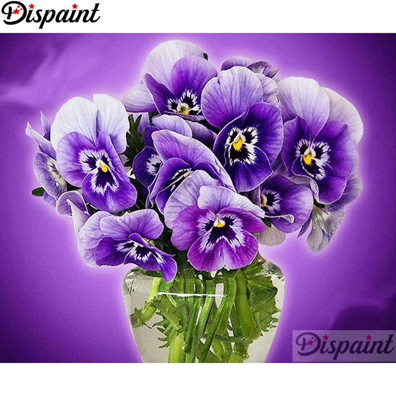 Dispaint полный квадратный/круглый дрель алмазная живопись 5D «сделай сам» "фиолетовый цветок пейзаж" вышивка крестом 3D домашний декор A18924