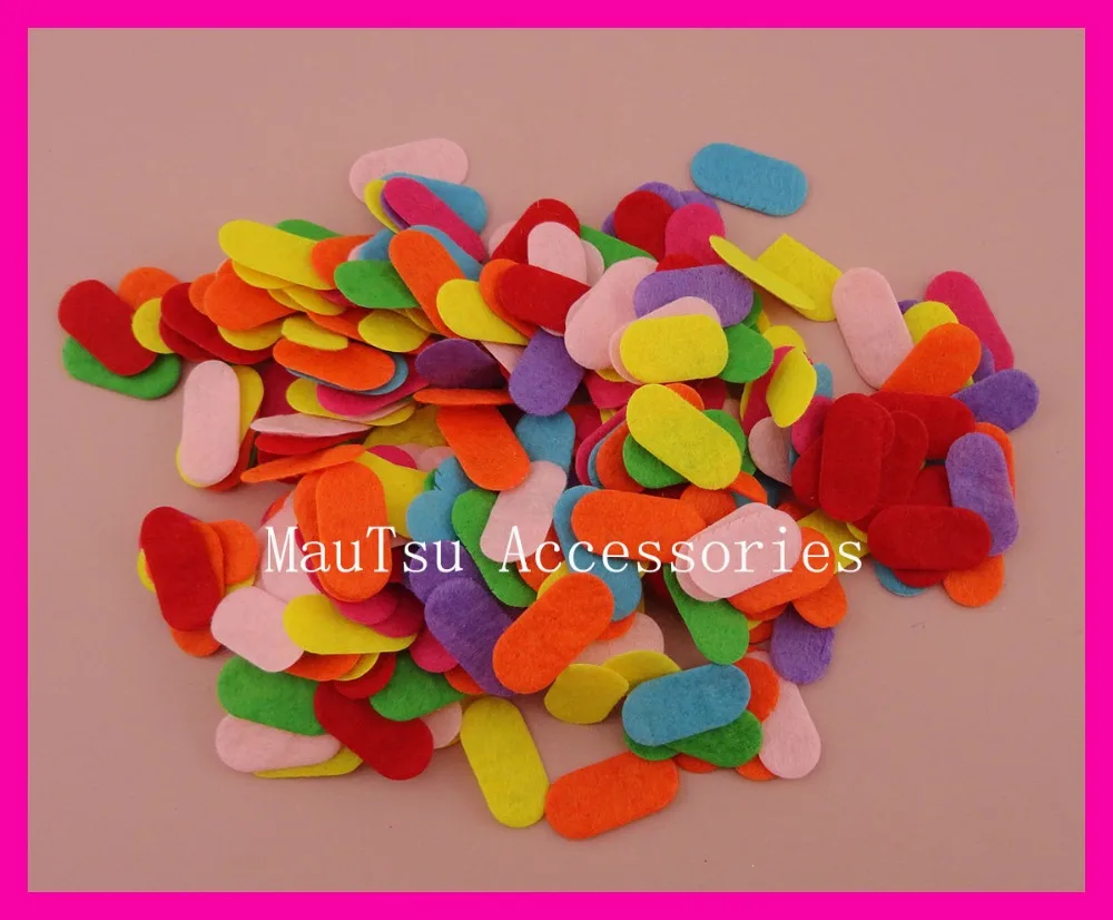 

1000PCS 1.2cm*2.5cm mixed colors baguette shape felt pads for hair clips,oval non-woven applique for flower,Bargain for Bulk