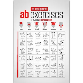 

FX758 No Equipment Bodyweight Workout Fitness Muscle Home Exercise Pose Chart Poster Art Silk Canvas Home Room Wall Print Decor