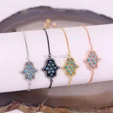 Мода 10 шт медный микро Pave CZ глаз шарик шарм Регулируемая цепь плетеный браслет