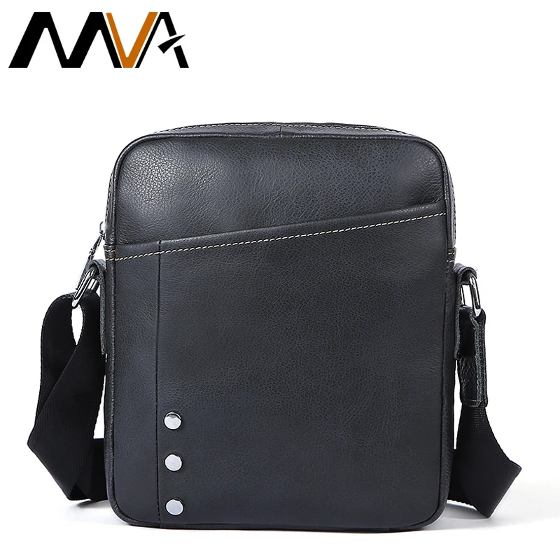 

MVA Black Leather Shoulder Bag Male Genuine Leather Men Bags Casual Crossbody Bags Messenger Bag Men zipper Small Flap 8315