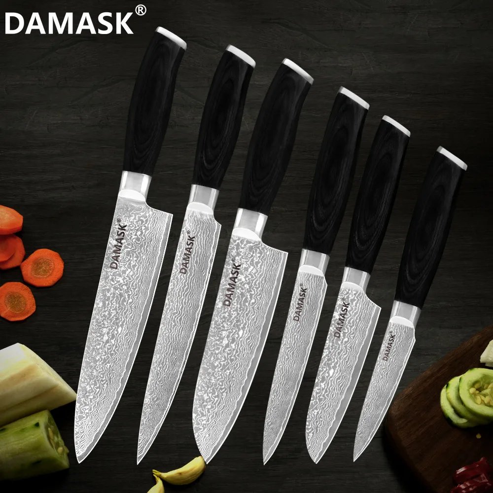 

DAMASK High Class Damascus Kitchen Knife Damascus Chef Knife Master Design Slicing Santoku Utility Paring Knive Set Turkey Styl