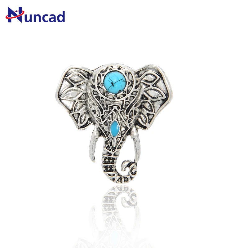 2017 New Antique Silver Color Ring Blue Enamel Blue Stone Elephant Finger Rings Anillos Mujer Jewelry Gift