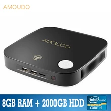 amoudo intel core i5-4200U 8gb ram+2000gb hdd windows 10 system wifi bluetooth gigabit network i5 4k mini pc desktop