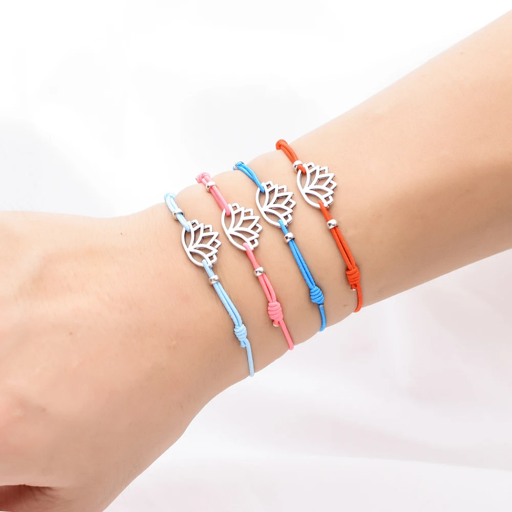 LUBINGSHINE 12pcs/lot Charms Elastic Wax Rope Braided Leather Bracelets & Bangles For Women Man Adjustable Pulseria Jewelry