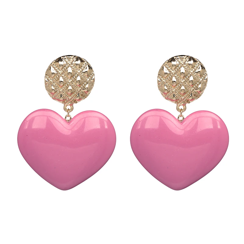 FASHIONSNOOPS New Hot Heart Shaped Charm Resin Drop Earrings for Women Wedding Boho Cute Love Dangle Earring Jewelry Earrings