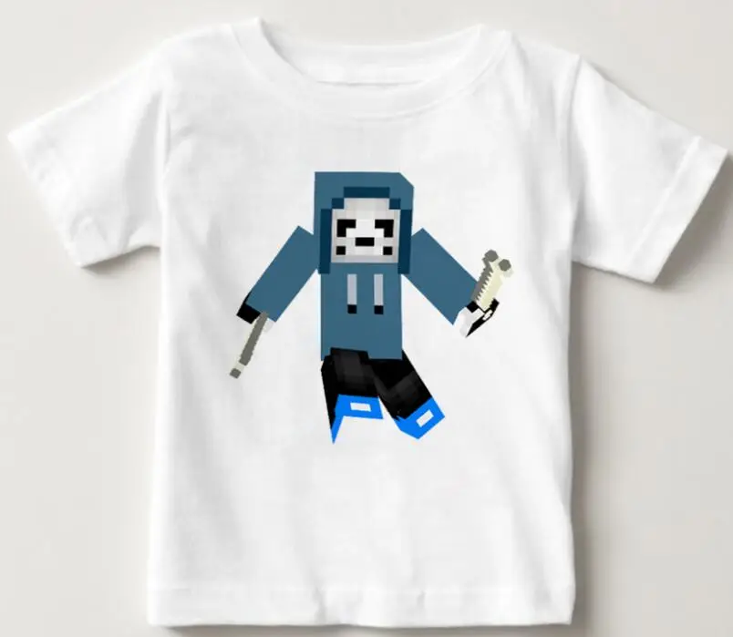 Undertale Sans and Papyrus/Детская Хлопковая футболка для маленьких мальчиков и девочек, коллекция года детская футболка с круглым вырезом для малышей Tshir NN - Цвет: White T-shirt