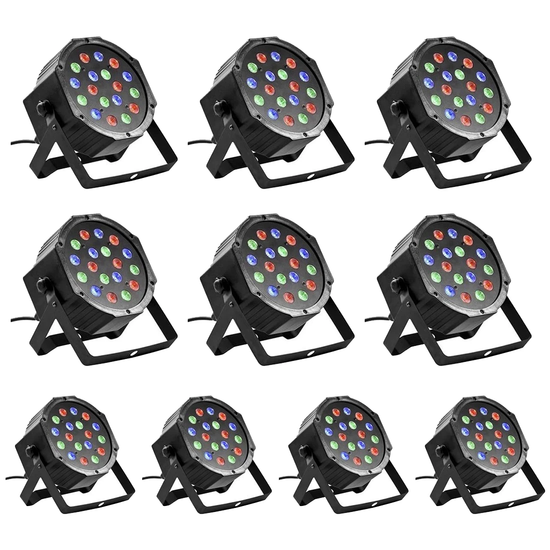 

New Style 10PCS 18 X 3W LED DJ Par Lights 54W RGB PAR64 DMX512 For Stage Party Show