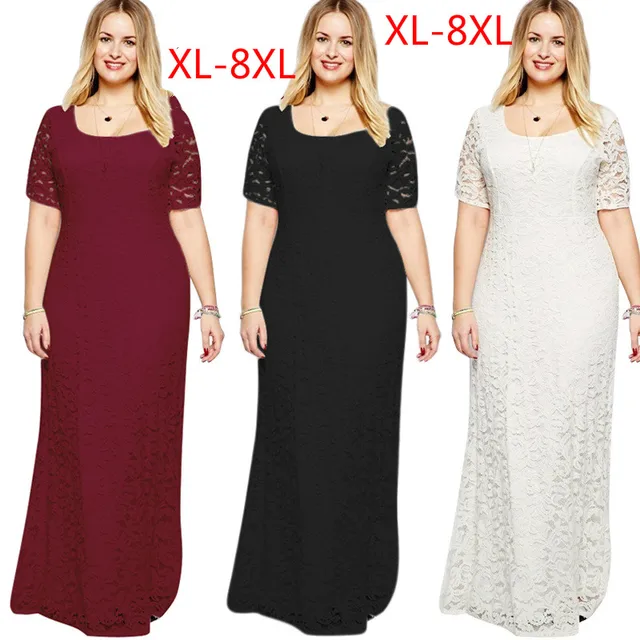 qmgood 8xl large size lace long dress in the floor womens autumn plus size womens clothes 6x