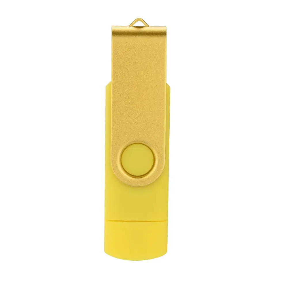OTG USB флеш-накопитель 2,0, накопитель 128 ГБ, 64 ГБ, 32 ГБ, 16 ГБ, 8 ГБ, 4 Гб, вращающийся дизайн, карта памяти, флешка - Цвет: Yellow