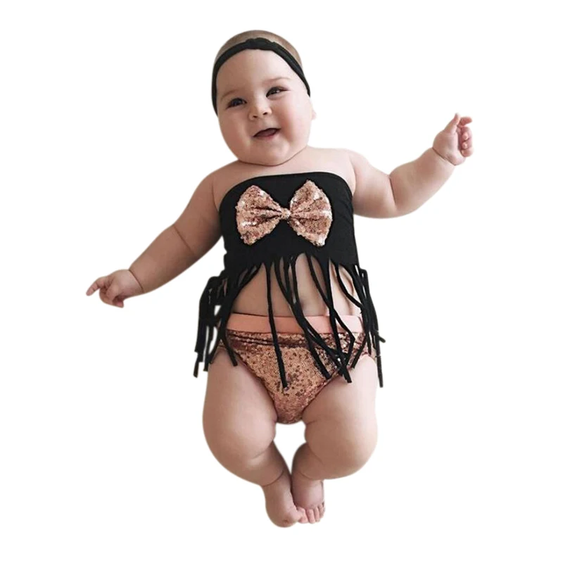 2018 Summer Newborn Baby Girls Clothes Tassel Vest T-shirt Tops+Sequins Shorts 2PCS Outfit Children Clothing | Детская одежда и