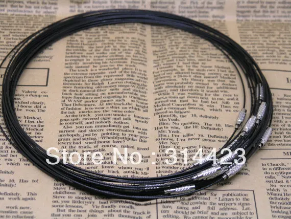 

Free Shipping 100pcs Charms Black Copper Memory Wire Necklace With Screw Clasp Choker Cord 18''