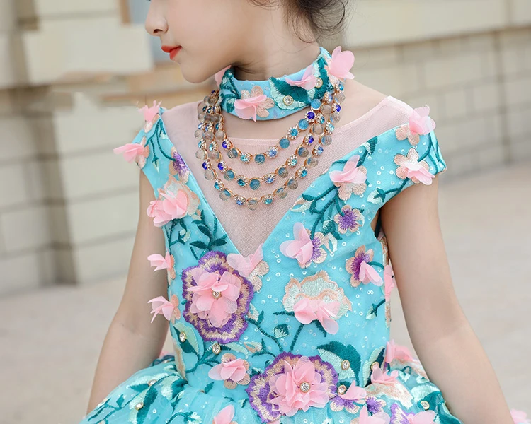Роскошные платья с цветочным узором для девочек на свадьбу, детское нарядное платье с вышивкой, платье для причастия, украшенное